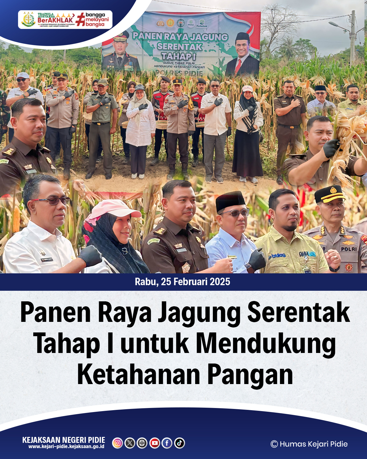 Kasi Intelijen Kejari Pidie Hadiri Panen Raya Jagung Serentak di Desa Tanjung 1