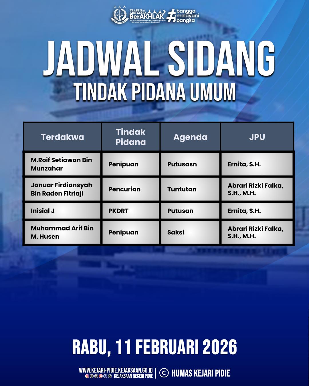 Agenda Tindak Pidana Umum - Rabu, 11 Februari 2026 1 Feed Instagram 4