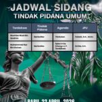Agenda Tindak Pidana Umum – Rabu, 22 April 2026