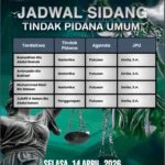 Agenda Tindak Pidana Umum – Selasa, 14 April 2026