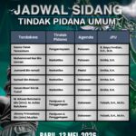 Agenda Tindak Pidana Umum – Rabu, 13 Mei 2026
