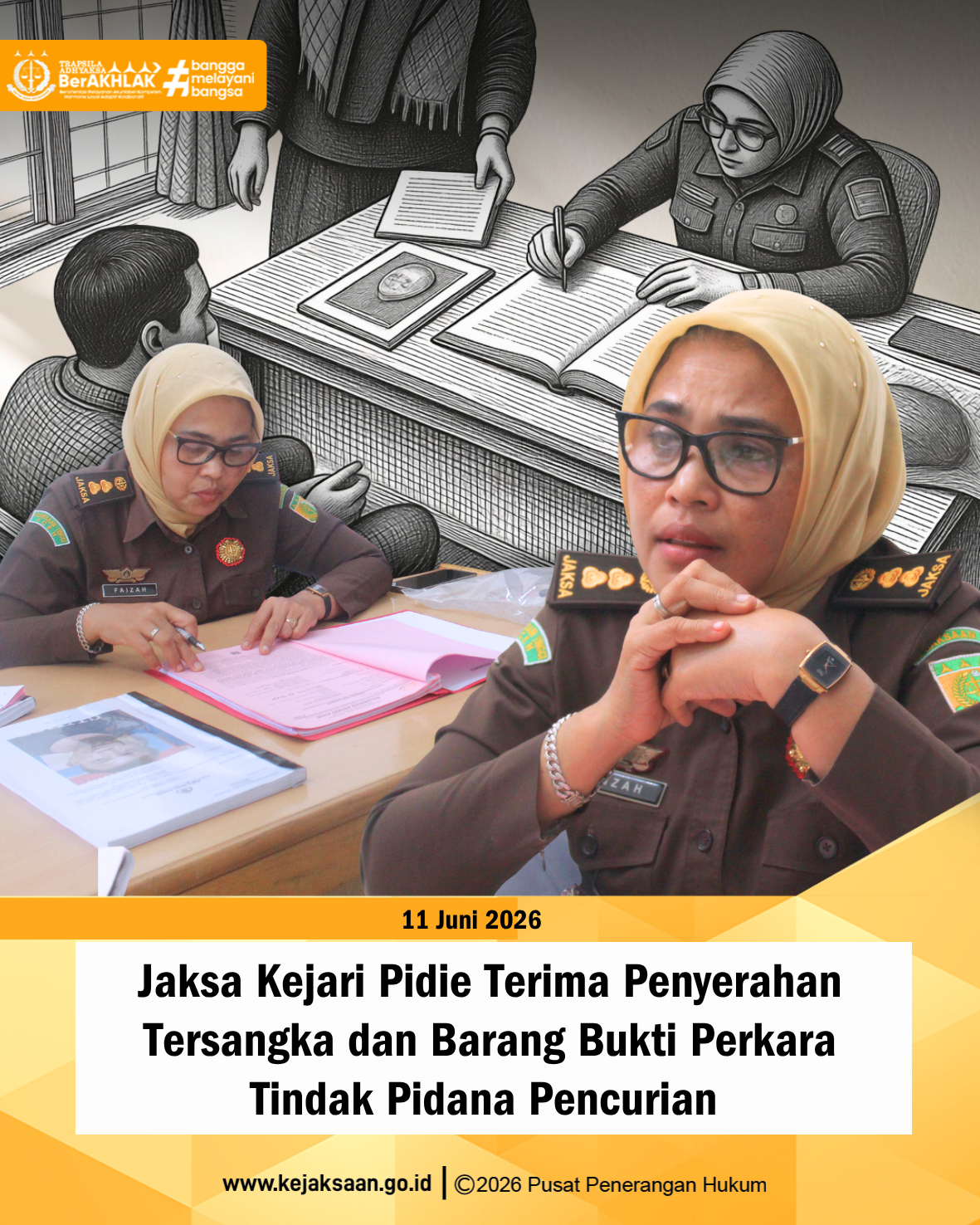 Kepala Seksi Tindak Pidana Umum Kejari Pidie Terima Pelimpahan Tahap II Perkara Pencurian 4 Feed 11.3 Juni 2026
