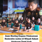 Kajari Pidie Beserta Jajaran Pidum Ikuti Zoom Meeting Ekspose Pelaksanaan Restorative Justice Kejati Aceh