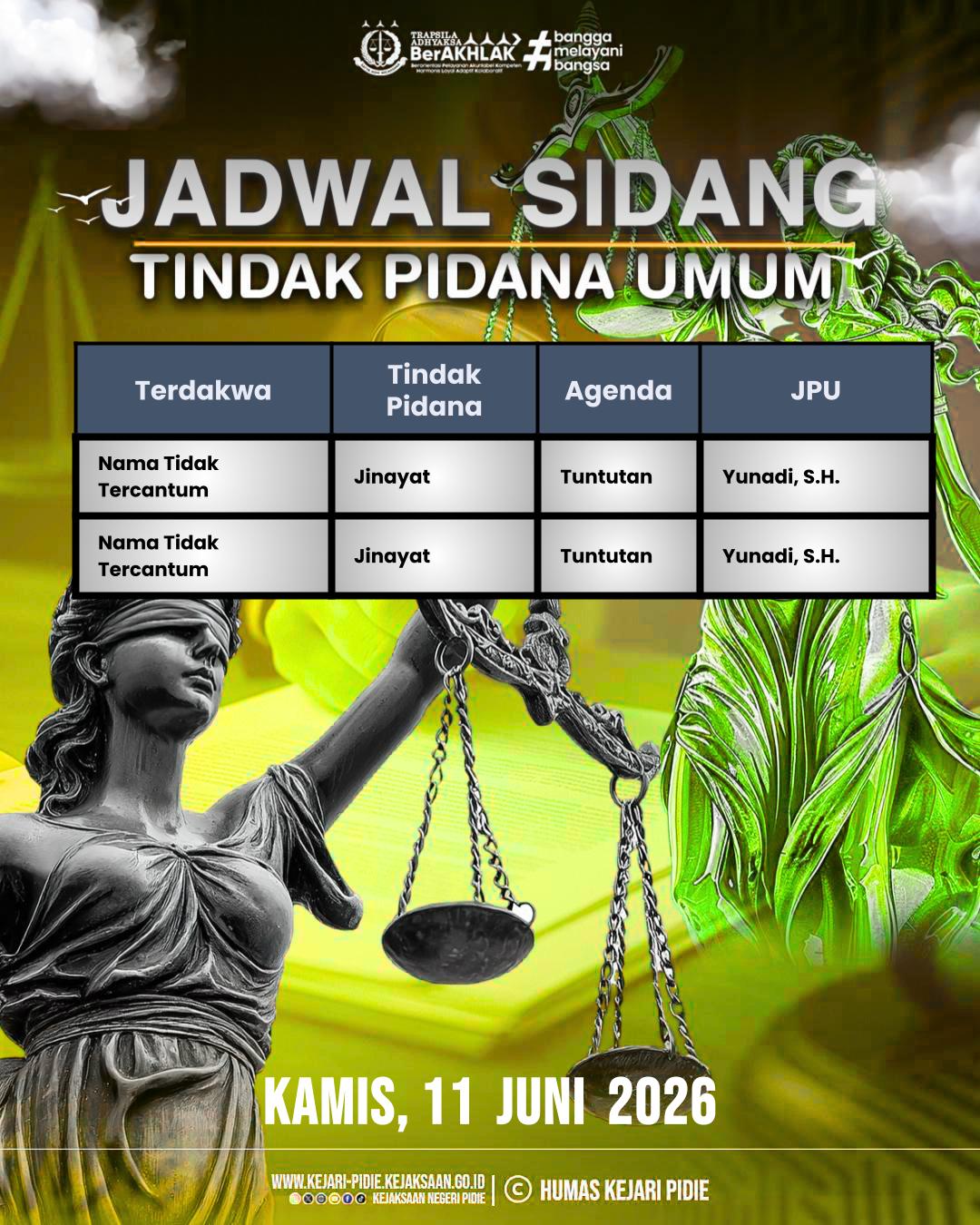Agenda Tindak Pidana Umum - Kamis, 11 Juni 2026 1 Feed Instagram 10