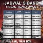 Agenda Tindak Pidana Umum – Rabu, 15 Juli 2026